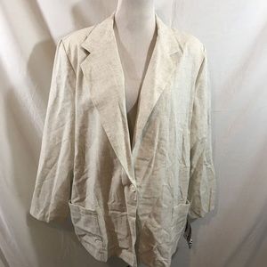 Briggs New York light tan blazer jacket - womens 18W, NWT, armpit to armpit = 24